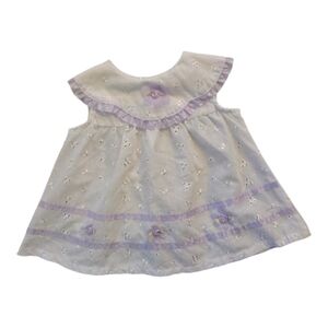 Vintage Y2k Kidgets White Purple Rosette Eyelet Tunic Dress